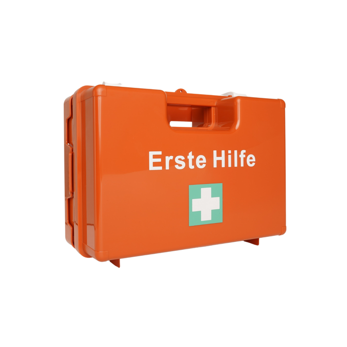 Erste-Hilfe-Koffer SMALL (leer) mit Wandhalterung – orange - passend für DIN 13157