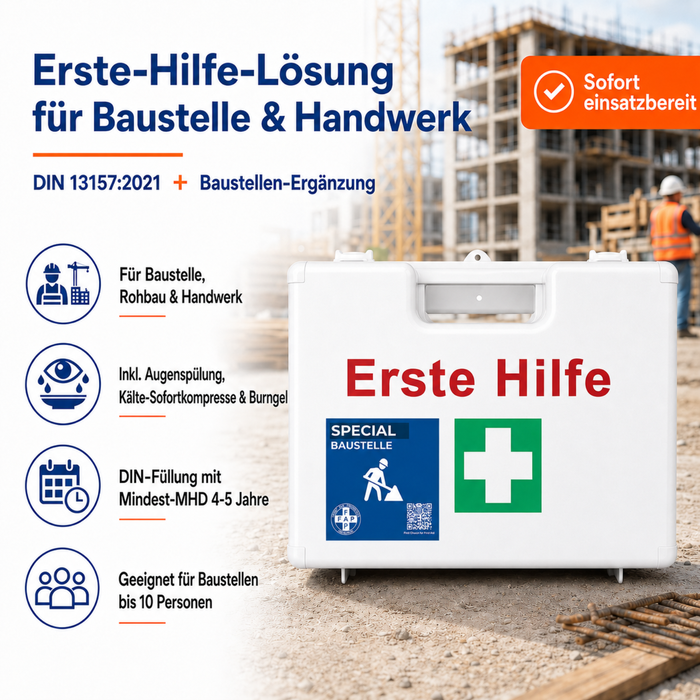 Erste-Hilfe-Koffer Baustelle DIN 13157 - weiß