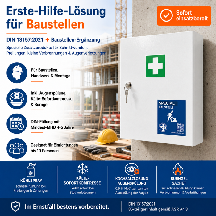 Erste-Hilfe-Schrank Baustelle DIN 13157 - eintürig