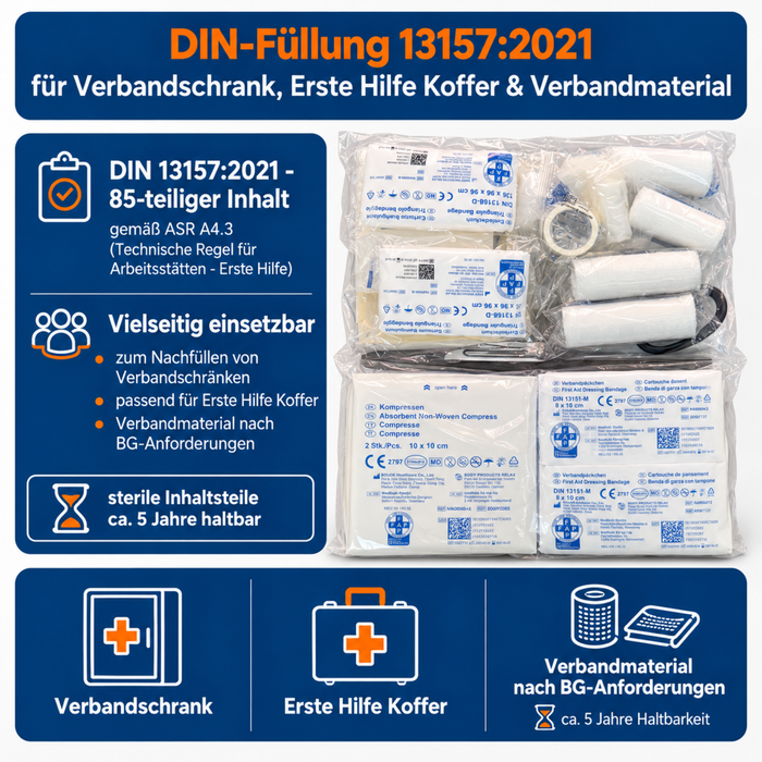 Nachfüllset DIN 13157 (85-teilig) für Erste-Hilfe Koffer & Verbandkasten