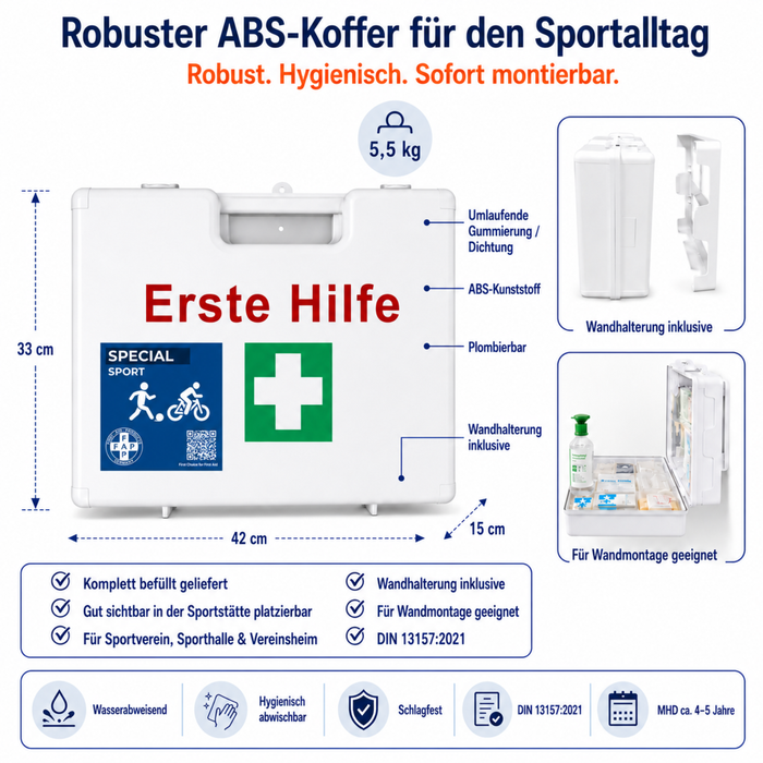 Erste-Hilfe-Koffer Sport DIN 13157 - weiß