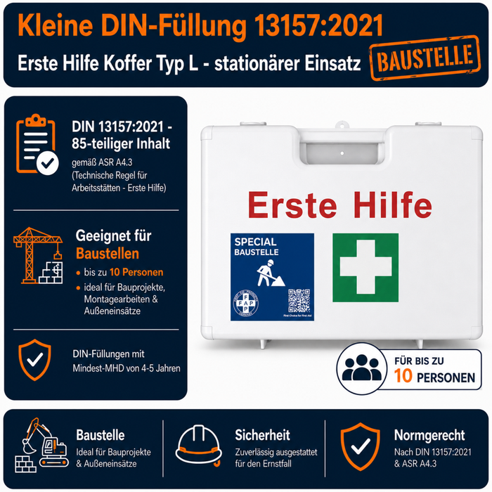 Erste-Hilfe-Koffer Baustelle DIN 13157 - weiß