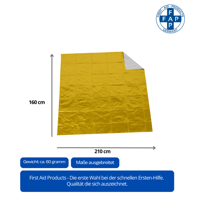 Erste Hilfe Rettungsdecke 160 x 210 cm – Gold/Silber