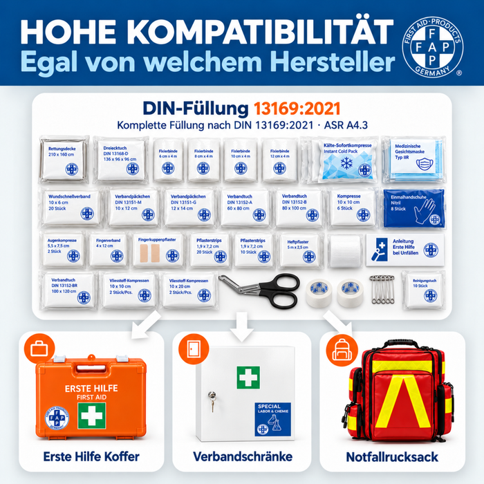 Nachfüllset DIN 13169 (167-teilig) für Erste-Hilfe Koffer, Verbandkasten & Verbandschrank