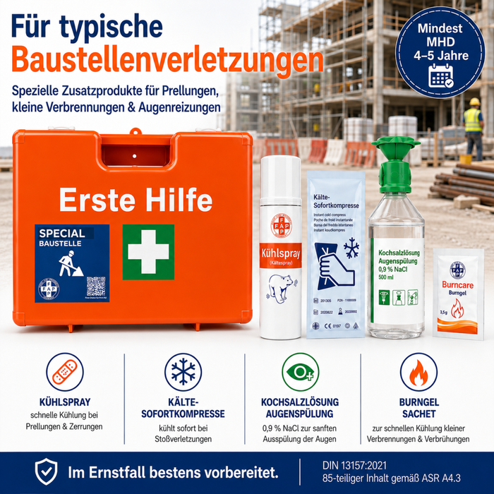 Erste-Hilfe-Koffer Baustelle DIN 13157 - orange