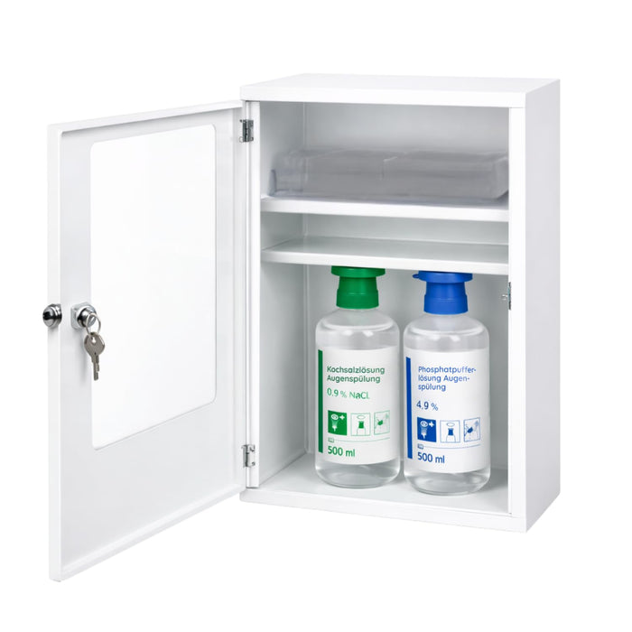 Augenspülschrank mit Sichtfenster und 2 x Augendusche je 500 ml - NaCl & Phosphat