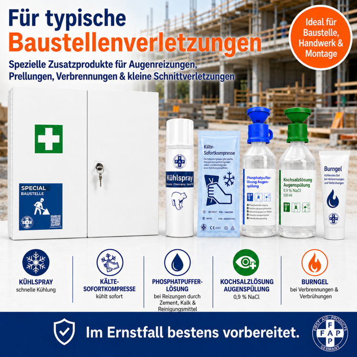 Erste-Hilfe-Schrank Baustelle DIN 13169 - zweitürig