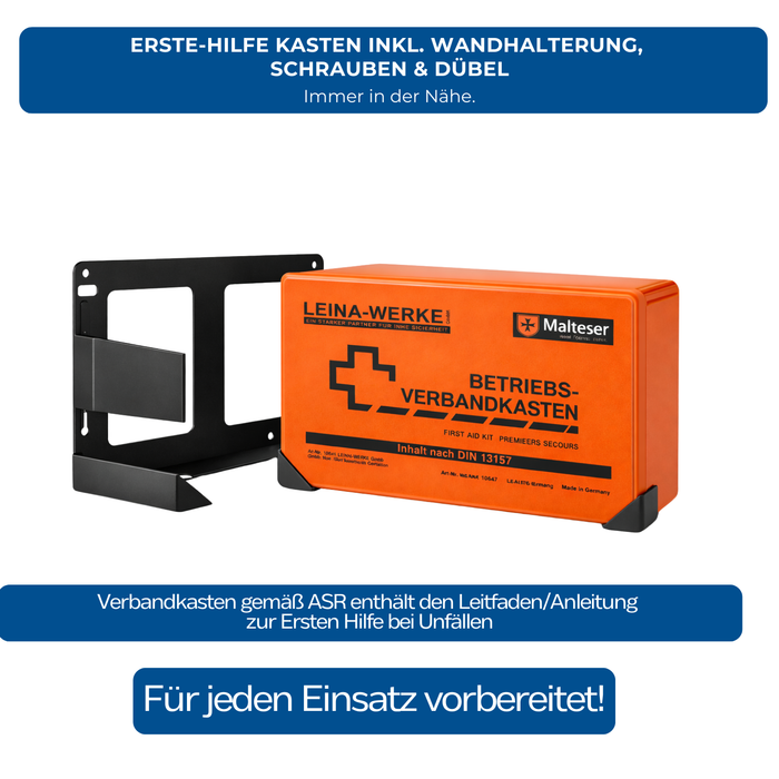 Verbandkasten Typ C mit DIN 13157 Füllung - orange - kompakt & robust - für Büro, Haushalt & Freizeit - 26 × 8,5 × 18 cm