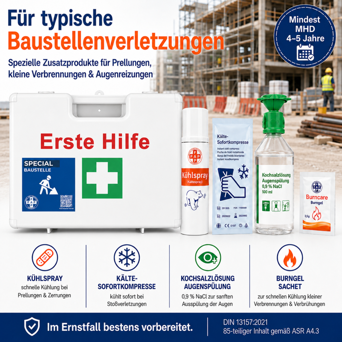 Erste-Hilfe-Koffer Baustelle DIN 13157 - weiß