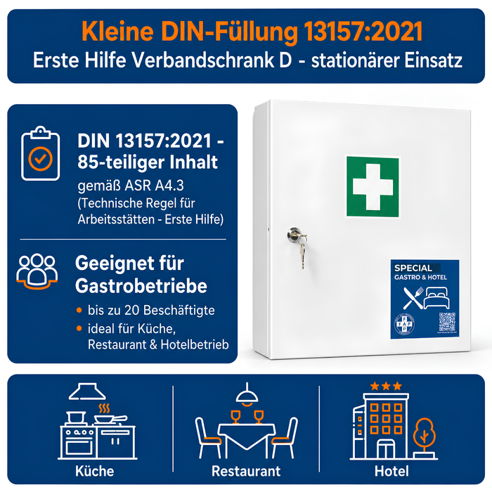 Erste-Hilfe-Schrank Gastronomie & Hotel DIN 13157 - eintürig