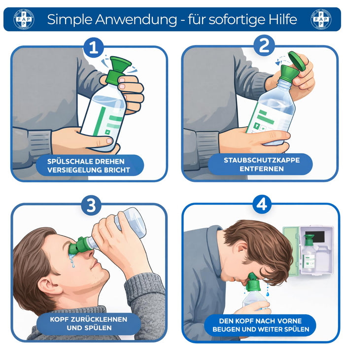 Augenspülschrank inkl. DIN 13157 Set - 2x NaCl 500ml - Komplettausstattung für Augennotfall