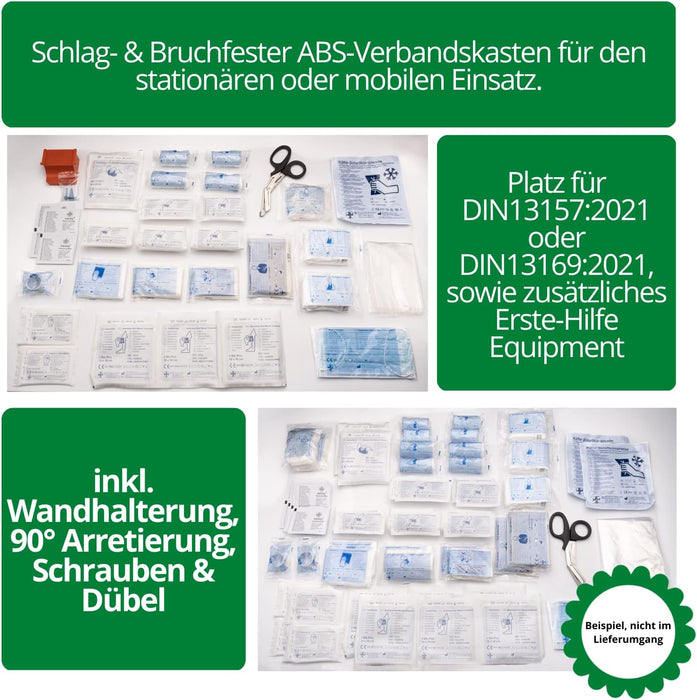 Erste-Hilfe-Koffer LARGE (leer) in weiß für DIN 13169/13157, inkl. Halterung