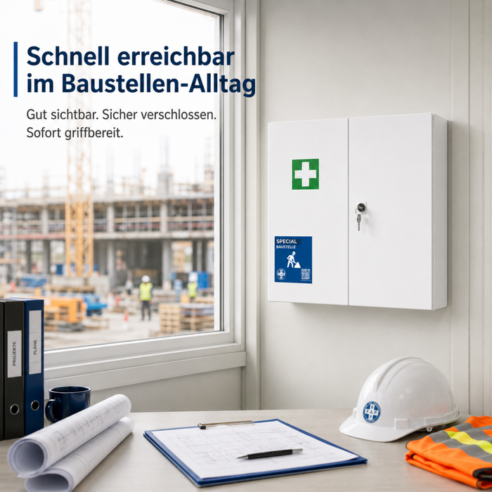 Erste-Hilfe-Schrank Baustelle DIN 13169 - zweitürig