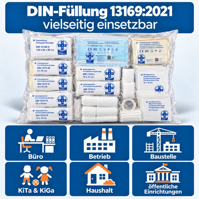 Nachfüllset DIN 13169 (167-teilig) für Erste-Hilfe Koffer, Verbandkasten & Verbandschrank