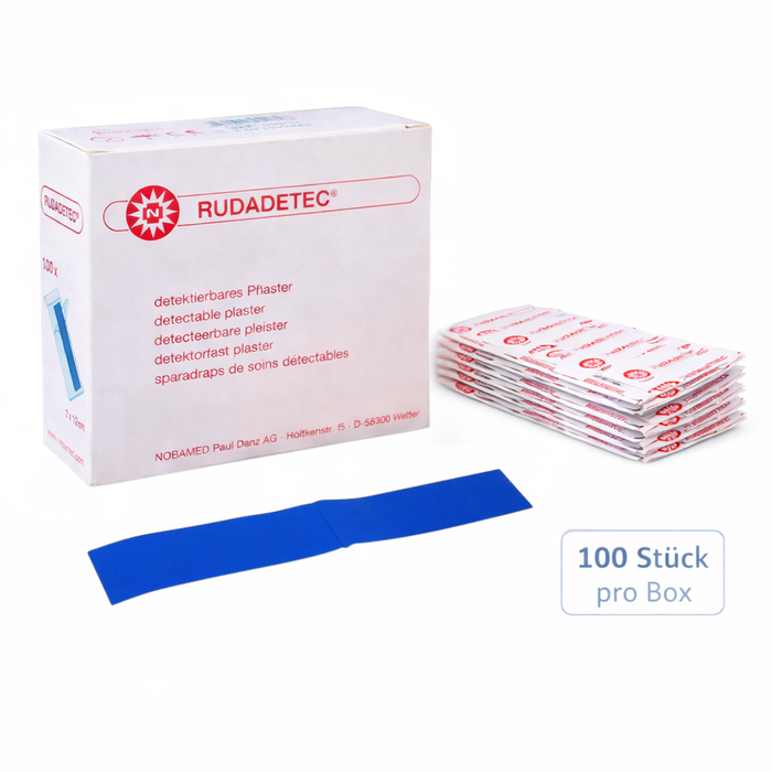 Noba Rudadetec - detektierbare Pflasterstrips - 2,0 x 12,0 cm, blau, 100 Stück