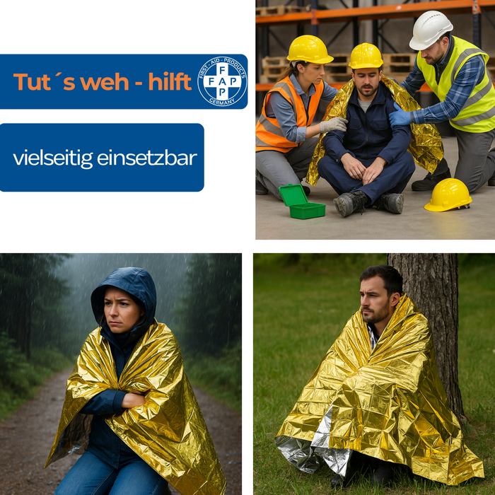 Erste Hilfe Rettungsdecke 160 x 210 cm – Gold/Silber