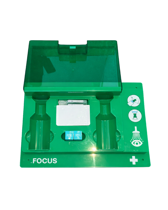 Augenspülstation Notfall - Wandmontage grün - mit Spiegel