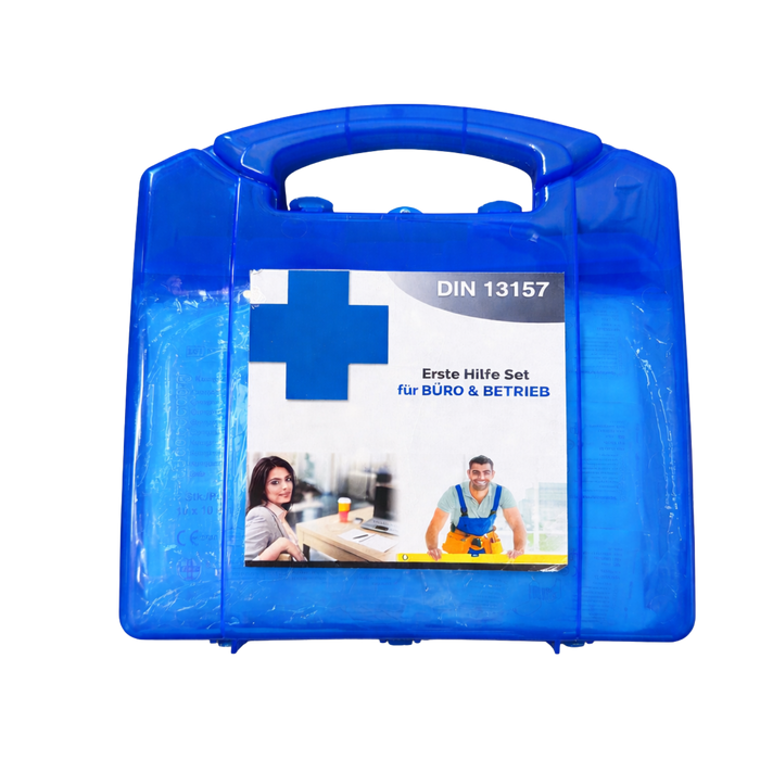 Erste-Hilfe-Koffer blau - inkl. DIN 13157 gemäß ASR - 29 × 28 × 10 cm
