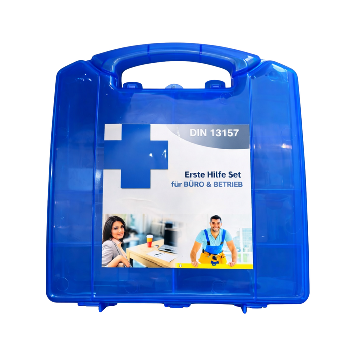 Erste-Hilfe-Koffer blau - inkl. DIN 13157 gemäß ASR - 29 × 28 × 10 cm