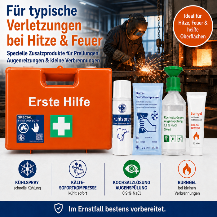 Erste-Hilfe-Koffer Arbeiten mit Hitze & Feuer DIN 13157 - orange