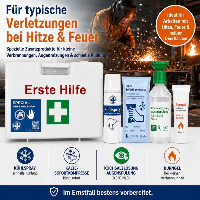 Erste-Hilfe-Koffer Arbeiten mit Hitze & Feuer DIN 13157 - weiß