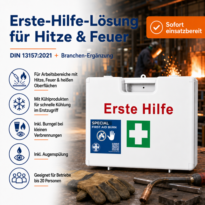 Erste-Hilfe-Koffer Arbeiten mit Hitze & Feuer DIN 13157 - weiß
