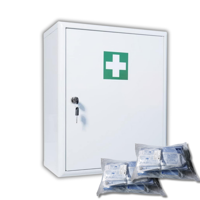 Verbandschrank C - Metall mit DIN 13169 Füllung (167-teilig) – groß & flexibel - 48,5x40x20 cm