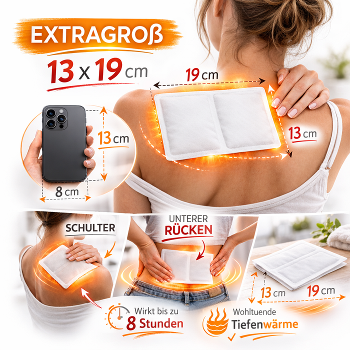 Wärmepflaster extragroß 19 x 13 cm - selbsterwärmend, bis zu 8 Std.