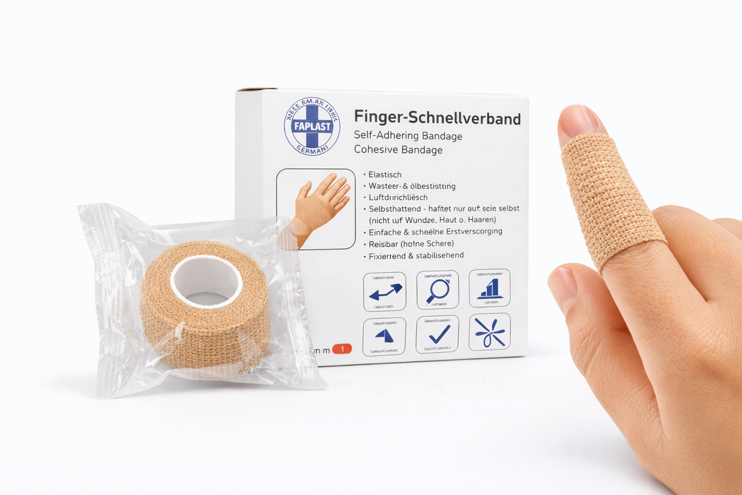 Finger-Schnellverband beige - elastisch , selbsthaftend (kohäsiv), wasserfest – 2,5 cm x 5 m