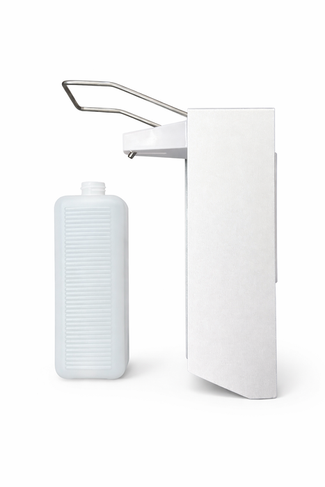 Hygiene-Wandspender Aluminium mit Langarmhebel – inkl. Leerflasche 1000 ml