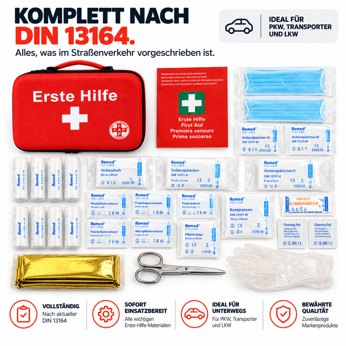 KFZ Erste-Hilfe EVA Bag mit DIN 13164 - Auto Verbandset
