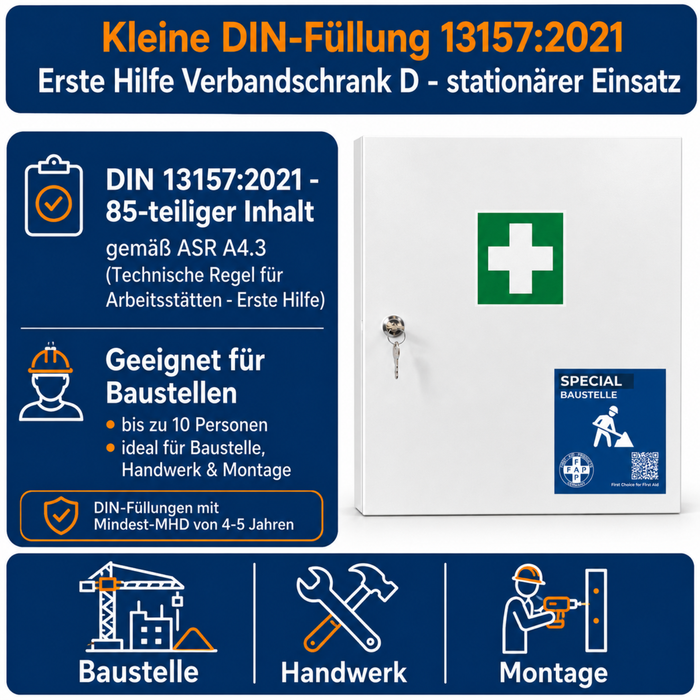 Erste-Hilfe-Schrank Baustelle DIN 13157 - eintürig