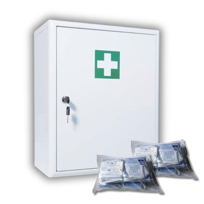 Verbandschrank D mit großer DIN 13169 Füllung – aus Metall mit Gummidichtung - 48,5x40x20 cm