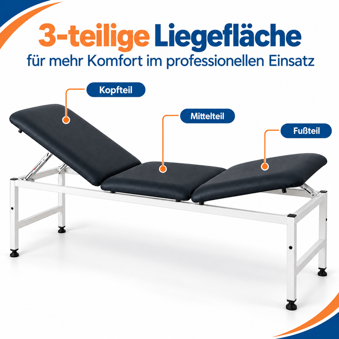FAP Untersuchungsliege 3-teilige Liegefläche - Kopf- und Fußteil verstellbar - 190 x 70 cm