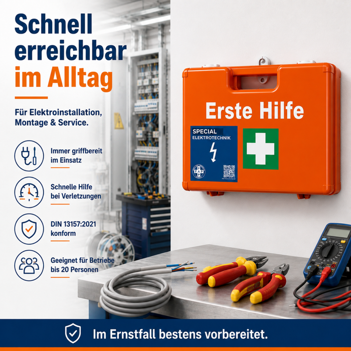 Erste-Hilfe-Koffer Elektrotechnik DIN 13157 - orange