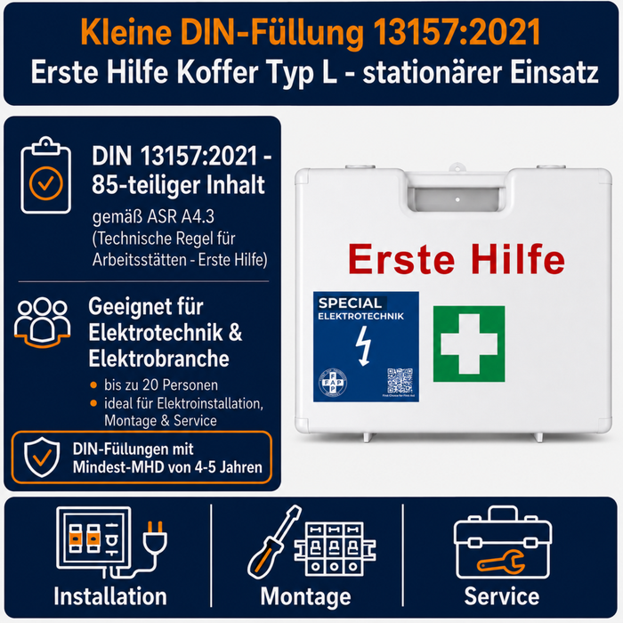 Erste-Hilfe-Koffer Elektrotechnik DIN 13157 - weiß