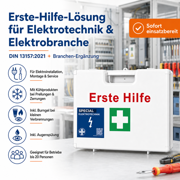 Erste-Hilfe-Koffer Elektrotechnik DIN 13157 - weiß