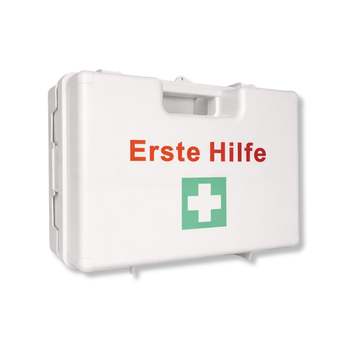 Erste-Hilfe-Koffer LARGE inkl. DIN 13157 Füllung - weiß - mit Halterung & Schrauben - 42x15x33 cm