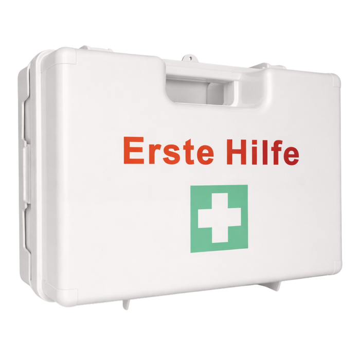Erste-Hilfe-Koffer LARGE inkl. DIN 13157 Füllung - weiß - mit Halterung & Schrauben - 42x15x33 cm