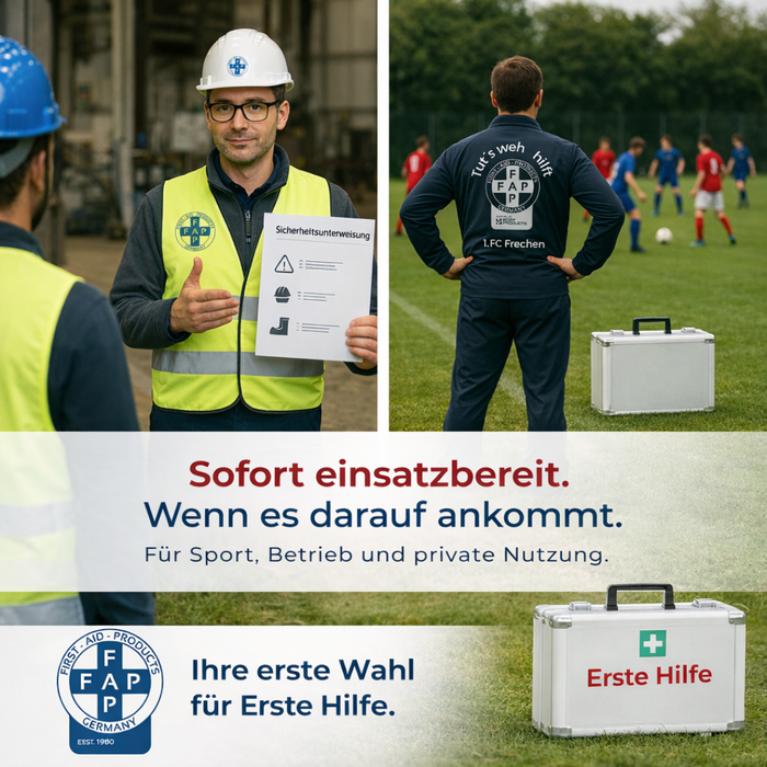 Erste-Hilfe-Koffer SMALL inkl. DIN 13157 Füllung - orange - mit Wandhalterung & Schrauben - 28x12x20 cm