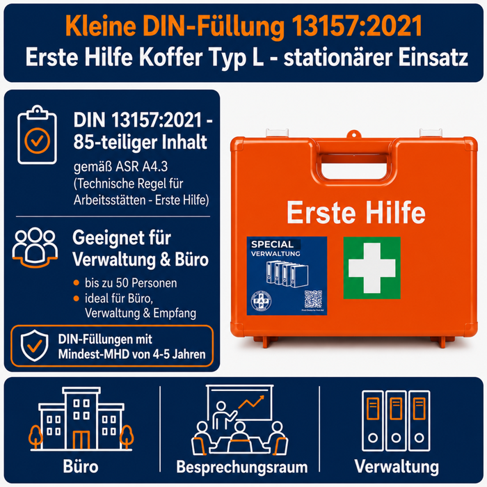 Erste-Hilfe-Koffer Verwaltung & Büro DIN 13157 - orange