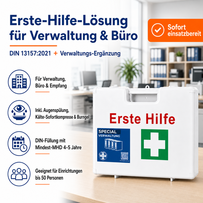 Erste-Hilfe-Koffer Verwaltung & Büro DIN 13157 - weiß