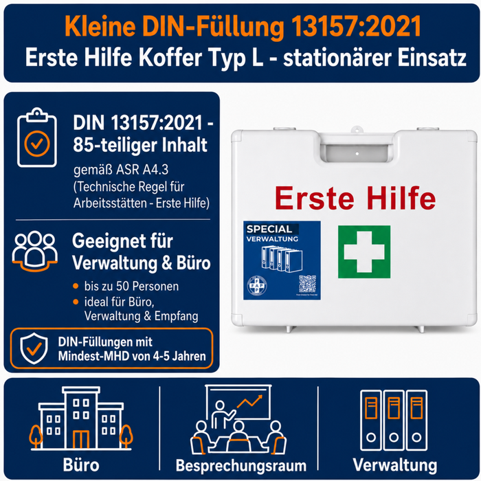 Erste-Hilfe-Koffer Verwaltung & Büro DIN 13157 - weiß