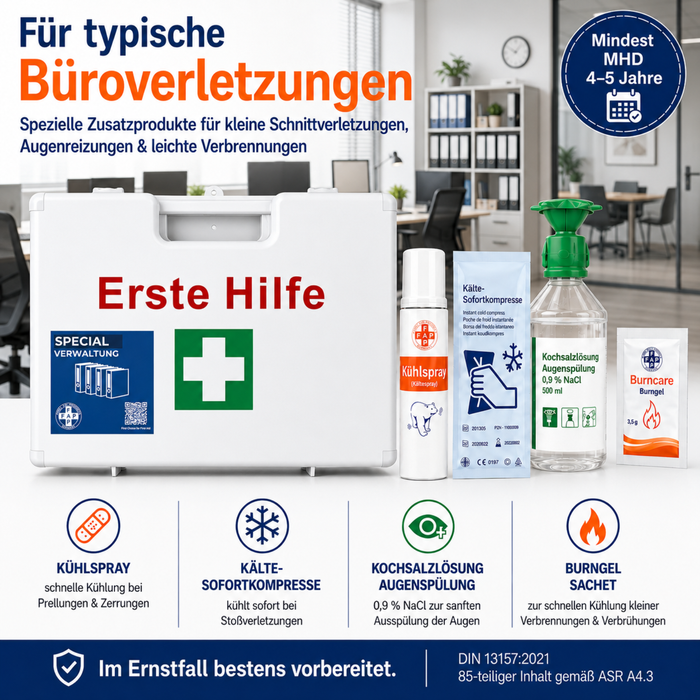 Erste-Hilfe-Koffer Verwaltung & Büro DIN 13157 - weiß