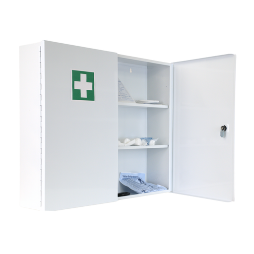 Verbandschrank G, leer – zweitürig - Metall – Weiß – DIN 13157 & 13169 - FAP First Aid Products