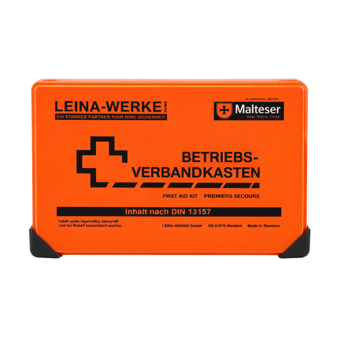 Verbandkasten Typ C mit DIN 13157 Füllung - orange - kompakt & robust - für Büro, Haushalt & Freizeit - 26 × 8,5 × 18 cm