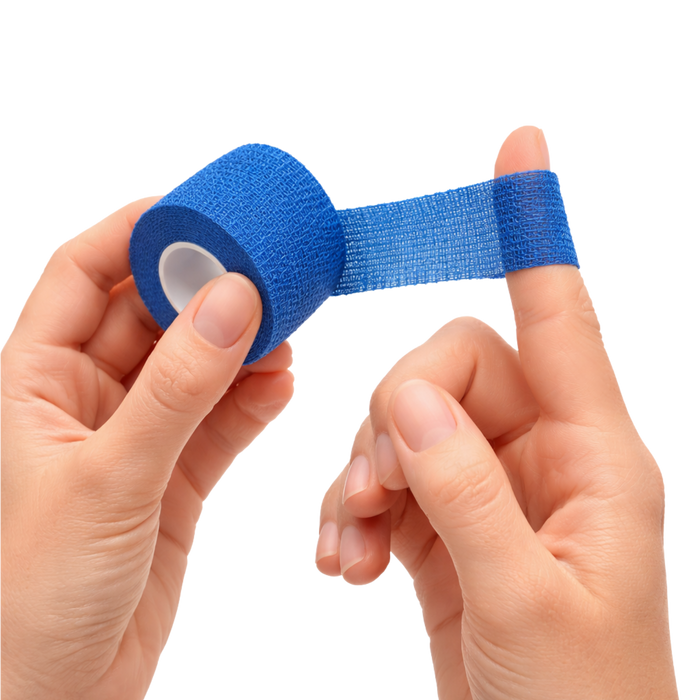 Finger-Schnellverband blau - elastisch (kohäsiv), selbsthaftend, wasserfest – 2,5 cm × 5 m