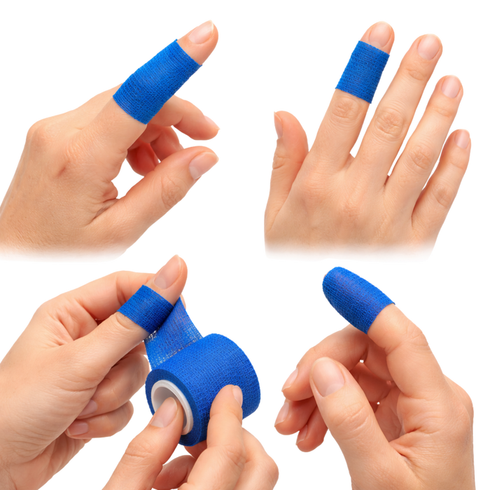 Finger-Schnellverband blau - elastisch (kohäsiv), selbsthaftend, wasserfest – 2,5 cm × 5 m