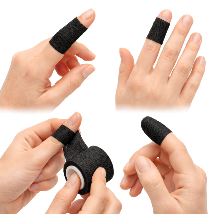 Finger-Schnellverband schwarz - elastisch , selbsthaftend (kohäsiv), wasserfest – 2,5 cm × 5 m