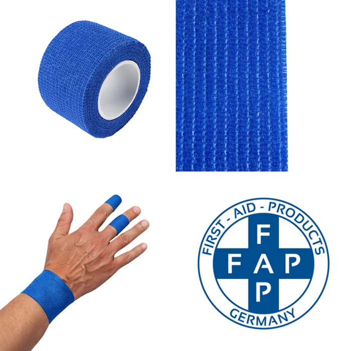 Finger-Schnellverband blau - elastisch (kohäsiv), selbsthaftend, wasserfest – 2,5 cm × 5 m